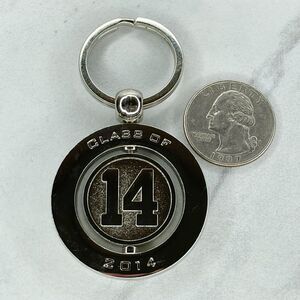 Silver Tone Class of 14 2014 Spinning Fidget Spinner Keychain Keyring